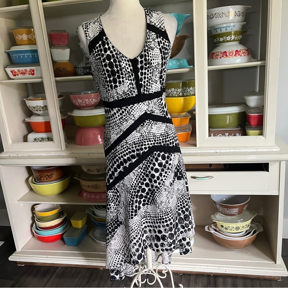Patrizia Luca Milano Black and White Polka Dot Dress - Size Medium